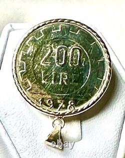 14K Yellow Gold Bezel 200 Lire Coin Pendant From 1978 5.7 Grams