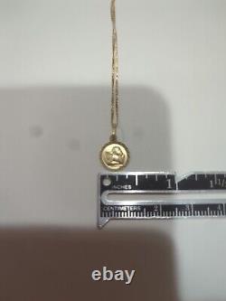 14K Yellow Gold Guardian Angel Coin Cherub Pendant 1.5 grams 15 Chain
