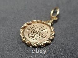 14K Yellow Gold Hawaii Circle Coin Charm 1.49 Grams