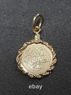 14K Yellow Gold Hawaii Circle Coin Charm 1.49 Grams