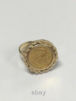 14K Yellow Gold Ring With 22k Gold Panda Coin 5.4 Grams Size 6.5