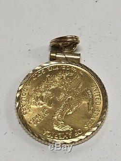 14K Yellow Gold With 22k Gold Coin Charm Pendant 4.3 Grams (GS)