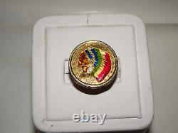14K yg $2.50 Colorized Gold Indian Coin Ring 10.1 Grams Sz. 5 (#Kr9n)