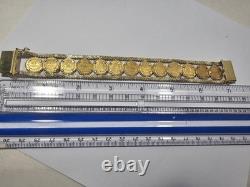 14KT Y/G LDS BRACELET With13-DOS PESOS COINS 45.8 GRAMS TTL