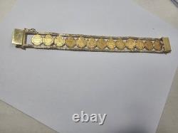 14KT Y/G LDS BRACELET With13-DOS PESOS COINS 45.8 GRAMS TTL