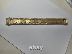 14KT Y/G LDS BRACELET With13-DOS PESOS COINS 45.8 GRAMS TTL