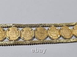 14KT Y/G LDS BRACELET With13-DOS PESOS COINS 45.8 GRAMS TTL