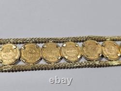 14KT Y/G LDS BRACELET With13-DOS PESOS COINS 45.8 GRAMS TTL