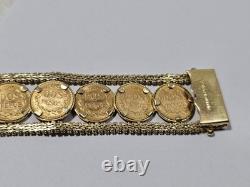 14KT Y/G LDS BRACELET With13-DOS PESOS COINS 45.8 GRAMS TTL