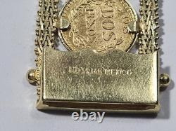 14KT Y/G LDS BRACELET With13-DOS PESOS COINS 45.8 GRAMS TTL