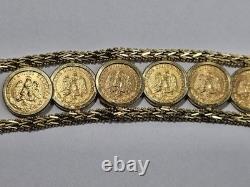 14KT Y/G LDS BRACELET With13-DOS PESOS COINS 45.8 GRAMS TTL