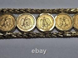 14KT Y/G LDS BRACELET With13-DOS PESOS COINS 45.8 GRAMS TTL