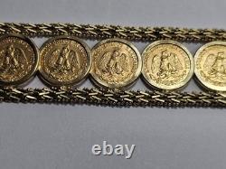 14KT Y/G LDS BRACELET With13-DOS PESOS COINS 45.8 GRAMS TTL