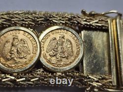 14KT Y/G LDS BRACELET With13-DOS PESOS COINS 45.8 GRAMS TTL