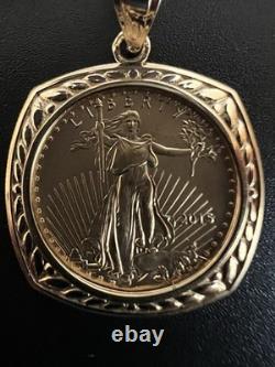 14k/22K Gold Solid Liberty Coin Pendant 4.6 Grams