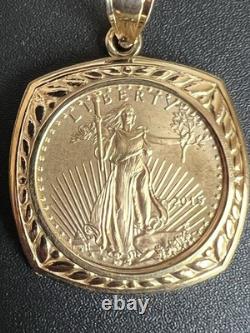 14k/22K Gold Solid Liberty Coin Pendant 4.6 Grams