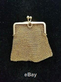 14k Gold Antique Miniature Mesh Coin Purse 30.7 grams