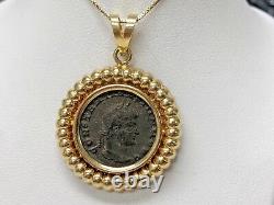 14k Gold Bezel Pendant With Ancient Coin 5.8 Grams