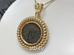14k Gold Bezel Pendant With Ancient Coin 5.8 Grams