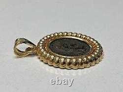 14k Gold Bezel Pendant With Ancient Coin 5.8 Grams