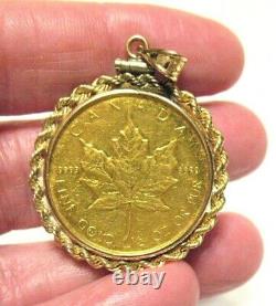 14k Gold Bezel With 1/2 Ounce 24k Maple Gold Canada Coin Pendant 19.2 Grams