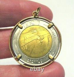 14k Gold Bezel With Italian Coin Pendant 1 Inch 8 Grams #2