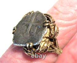 14k Gold Genuine Ancient Coin Ring Size 7.5 9.8 Grams