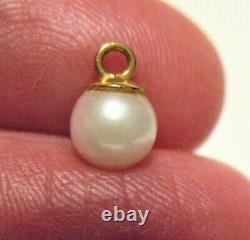 14k Gold Pearl Pendant Charm 5.25 MM Pearl. 3 Grams
