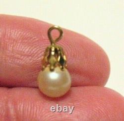 14k Gold Pearl Pendant Charm 6 MM Pearl. 5 Grams