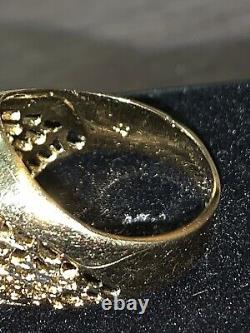 14k Gold Ring with American Eagle Coin Design 9.5 Signet 6 Grams 17mm 925 HC Vtg