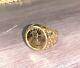 14k Gold Ring With American Eagle Coin Design 9 Signet 10 Grams 17mm 925 Hc Vtg