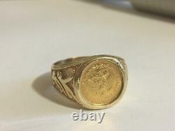 14k Mens Dos Pesos Coin 22k Gold 10.95 grams TW Engagement or pinky. Stellar