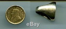 14k Mens Jewelry Coin Krugerrand 1/4 Ounce Gold Ring 25.40 Grams 4834m