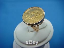14k Rose Gold And Pure Gold 20 Franks Coin Antique Unisex Ring 11.9 Grams