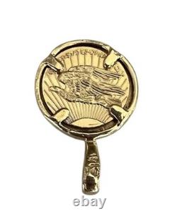 14k Solid 1.45 Grams of Yellow Gold Lady Liberty Replica Coin Charm Pendant