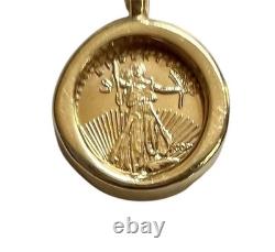 14k Solid 1.45 Grams of Yellow Gold Lady Liberty Replica Coin Charm Pendant