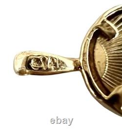 14k Solid 1.45 Grams of Yellow Gold Lady Liberty Replica Coin Charm Pendant