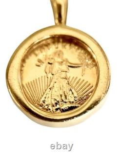 14k Solid 1.45 Grams of Yellow Gold Lady Liberty Replica Coin Charm Pendant