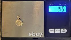 14k Solid 1.45 Grams of Yellow Gold Lady Liberty Replica Coin Charm Pendant