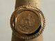 14k Solid Yellow Gold Ring With Mexican Dos Pesos Gold Coin Size 5.5, 6.5 Grams