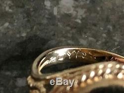 14k Solid Yellow Gold Ring with Mexican Dos Pesos Gold Coin Size 5.5, 6.5 Grams
