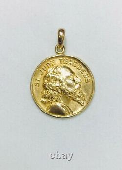 14k Solid Yellow Gold Round Coin Pendant 4Grams(399$)