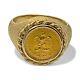 14k Yellow Gold 1945 Dos Pesos Mexican Gold Coin Ring Size 9.5 (8po 2085)