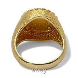 14k Yellow Gold 1945 Dos Pesos Mexican Gold Coin Ring Size 9.5 (8PO 2085)