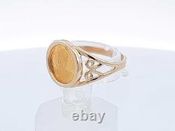 14k Yellow Gold 2.1 Grams Coin Ring Size 5 Aa0425irsa