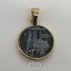 14k Yellow Gold Bezel Set Circa 1992 L. 100 Italian Steel Coin 4.3 Grams