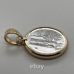 14k Yellow Gold Bezel Set Circa 1992 L. 100 Italian Steel Coin 4.3 Grams