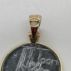14k Yellow Gold Bezel Set Circa 1992 L. 100 Italian Steel Coin 4.3 Grams
