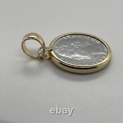 14k Yellow Gold Bezel Set Circa 1992 L. 100 Italian Steel Coin 4.3 Grams