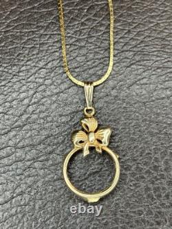 14k Yellow Gold Chain And Bezel For 1/20 Gold Coin- L 18 Inches W 4.9 Grams